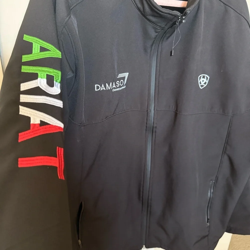 Ariat Black Softshell Jacket Men’s XL Full Zip Logo Workwear Western Coat
